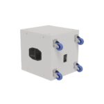 EM Acoustics - S-18 High Power Compact Reflex Subwoofer white rear left with castors attached