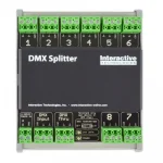 Interactive Technologies - DIN Splitter Front of unit showing in, out and pass thru