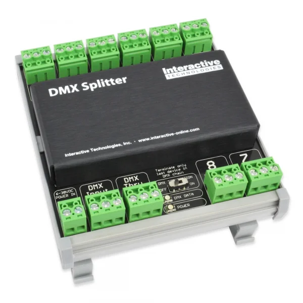 Interactive Technologies - DIN Splitter angled shot showing depth of uint
