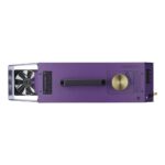 Top down view of MDG ATMe professional haze machine, carry handle, fan and fluid tank cap