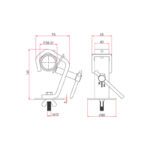Doughty 50mm Hook Clamp with tube protection and stability disc technical drawing