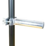polished boom arm attached to vertical scaff