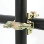 Scaffold Double Coupler Pressed Steel 90 degree attached to pipe