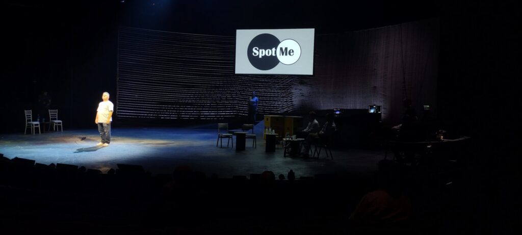Dancer on stage at the National Theatre, spotlighted by the Robert Juliat SpotMe system