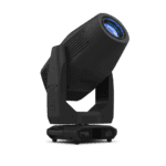 Chauvet Professional - Maverick Silens 2X Profile front right of moving head tilted up on blue