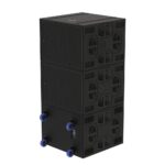 EM Acoustics - S-215 High power compact reflex subwoofer Black three stacked one showing castors