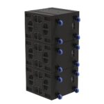 EM Acoustics - S-215 High power compact reflex subwoofer Black three stacked showing castors