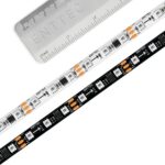 Enttec - 12V RGB 60-LEDs/m long-range pixel strip White and black strips side by side with rule