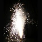 Le Maitre pyroflash 12ft bright shower of sliver spark against a black backdrop